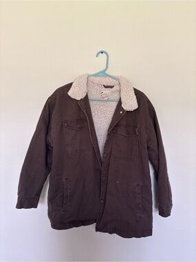 Vintage Brown Sherpa Lined Chore Jacket